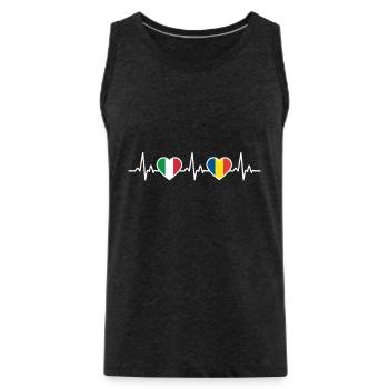 Rumänien Italien Herzschlag Rumänische Flagge - Männer Premium Bio Tank Top - Anthrazit - Vorne - Alexander (188cm)