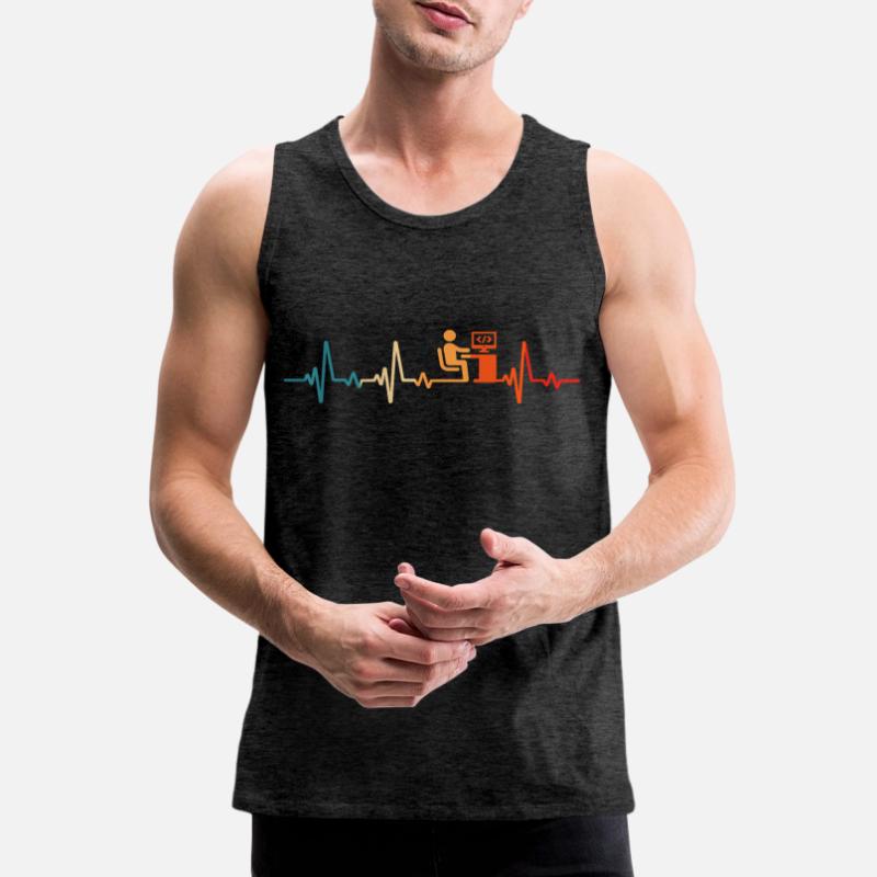 Programmierer Retro Herzschlag Informatiker code Männer Premium Bio Tank Top