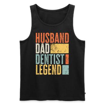 Dentist Husband Dad Legendary Father Best Retro - Men's Premium Organic Tank Top - charcoal grey - Front - AI Model Male 185 dark (185cm)
