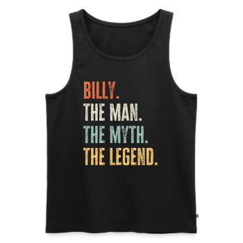 Billy The Best, Légende du mythe de l’homme, Drôle de meilleur nom - Débardeur bio Premium Homme - charbon - Devant - AI Model Male 185 dark (185cm)