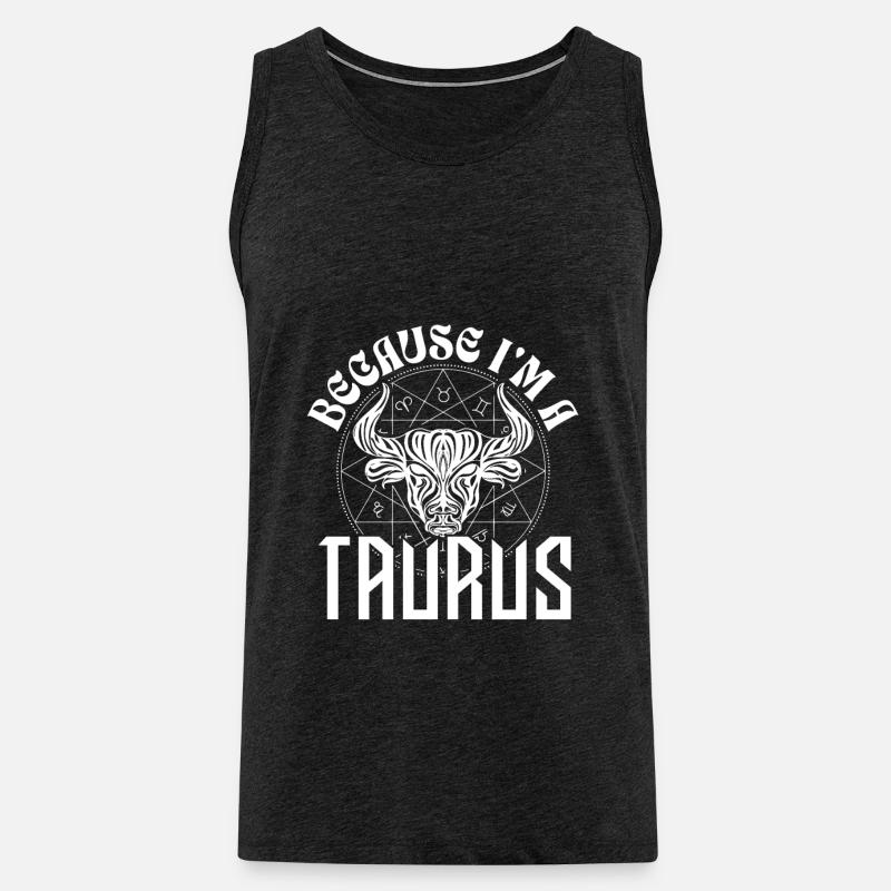 Weil ich Stier bin - Sternzeichen - Männer Premium Bio Tank Top - Anthrazit