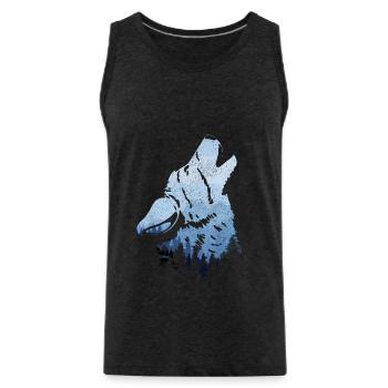 Cadeau de loup hurlant - Débardeur bio Premium Homme - charbon - Devant - AI Model Male 185 dark (185cm)