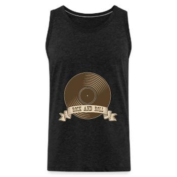 Rock n roll Rock Rock and Roll Vinyle - Débardeur bio Premium Homme - charbon - Devant - AI Model Male 185 dark (185cm)