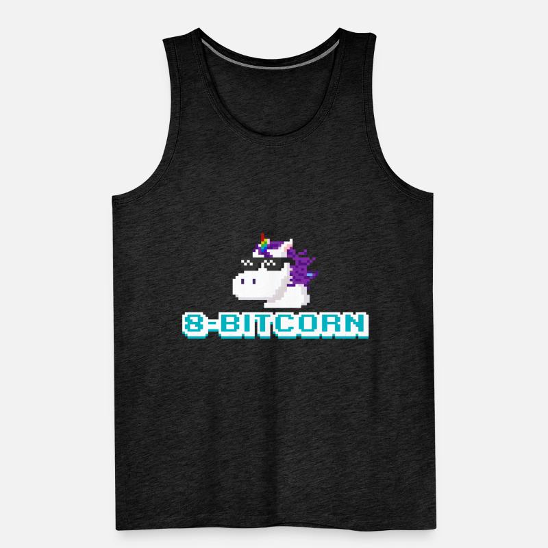 8-bitcorn unicorn game computer cute pixels Men's Premium Organic Tank Top