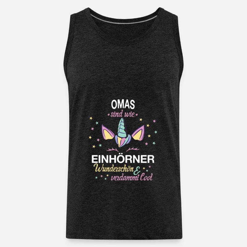 Oma Omas Großmutter Spruch Einhorn - Männer Premium Bio Tank Top - Anthrazit