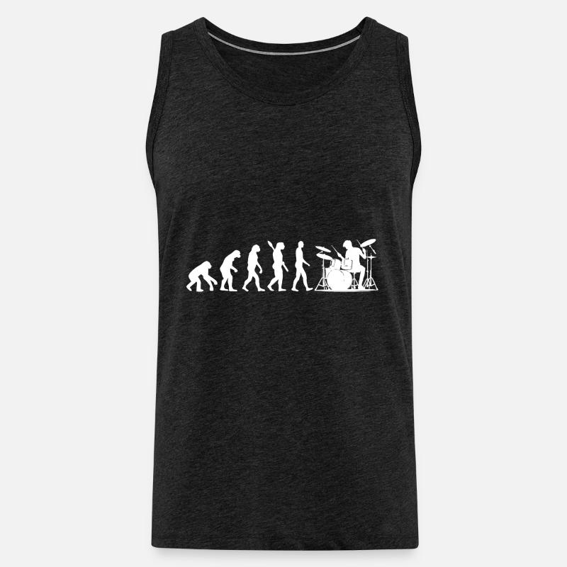 Motif de silhouette de batteur Evolution - Débardeur bio Premium Homme - charbon