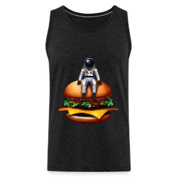 Space Astronaut Cheeseburger - Men's Premium Organic Tank Top - charcoal grey - Front - Alexander (188cm)