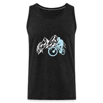Downhill Mountain Bike Cycling Mountains Mountains - Men's Premium Organic Tank Top - charcoal grey - Front - AI Model Male 185 dark (185cm)