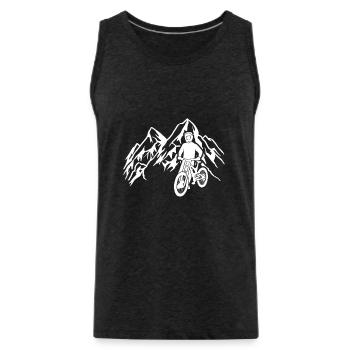 Downhill Mountain Bike Cycling Mountains Mountains - Men's Premium Organic Tank Top - charcoal grey - Front - AI Model Male 185 dark (185cm)