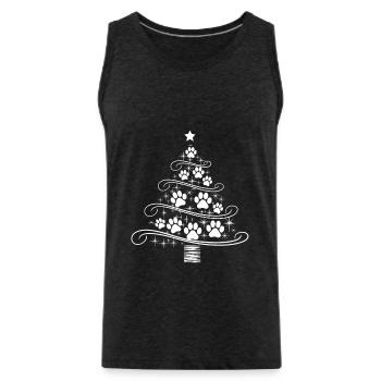 Christmas Tree Paw Paw Print Dog Cat Wau - Men's Premium Organic Tank Top - charcoal grey - Front - Alexander (188cm)