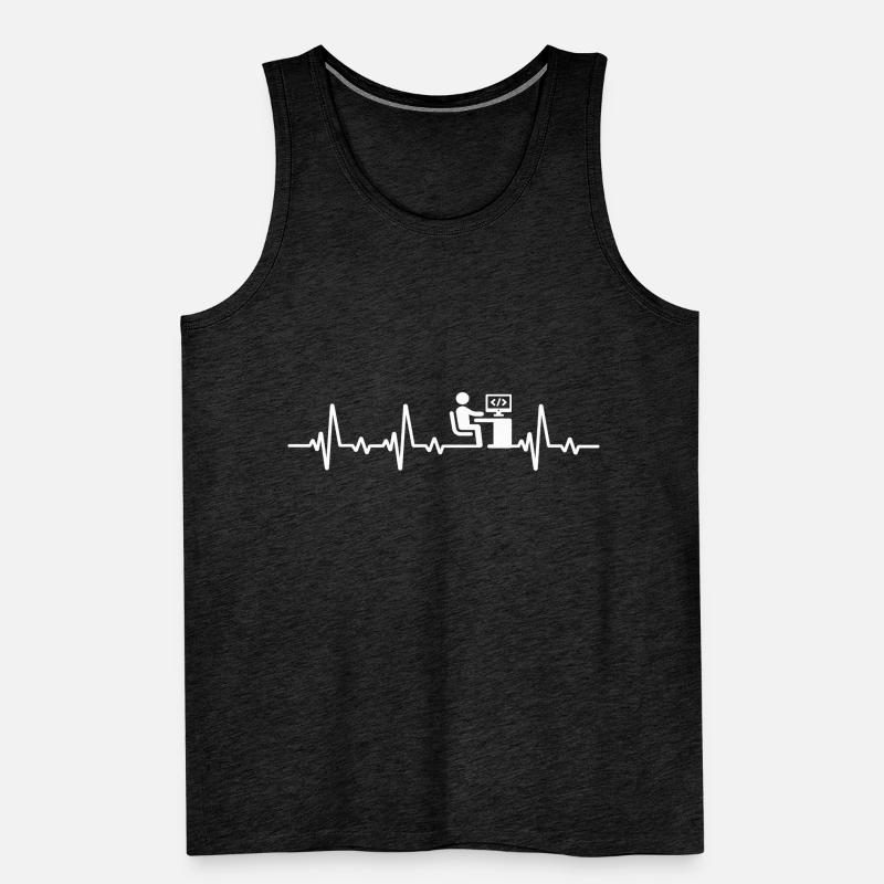 Programmer Heartbeat Computer Scientist code Men's Premium Organic Tank Top