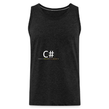 C# is awesome - Débardeur bio Premium Homme - charbon - Devant - AI Model Male 185 dark (185cm)