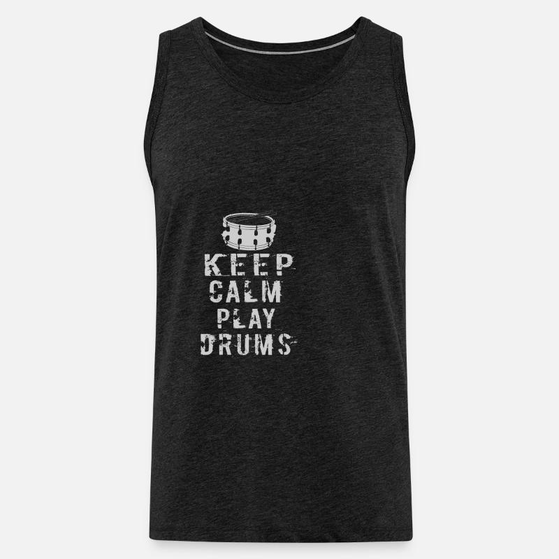 keep calm and play drums - Männer Premium Bio Tank Top - Anthrazit