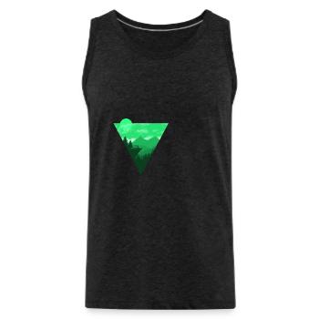 Camping Shirt I Outdoor Nature Travel Backpacker - Men's Premium Organic Tank Top - charcoal grey - Front - AI Model Male 185 dark (185cm)