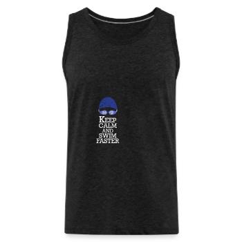 Keep Calm And Swim Faster | Cadeau pour les nageurs - Débardeur bio Premium Homme - charbon - Devant - Alexander (188cm)