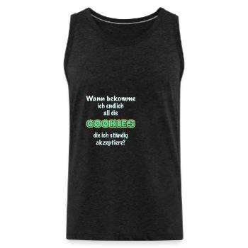 Nerd Anti-DSGVO Chemise : Où sont mes cookies - Débardeur bio Premium Homme - charbon - Devant - AI Model Male 185 dark (185cm)