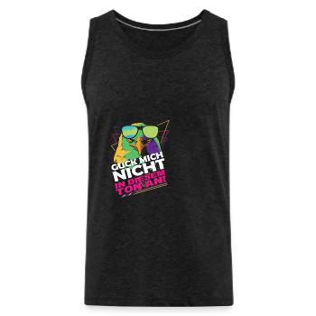 Lustiger Spruch Guck mich nicht in diesem Ton an! - Männer Premium Bio Tank Top - Anthrazit - Vorne - AI Model Male 185 dark (185cm)