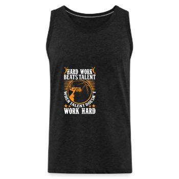 basketball Hard Works - Débardeur bio Premium Homme - charbon - Devant - AI Model Male 185 dark (185cm)