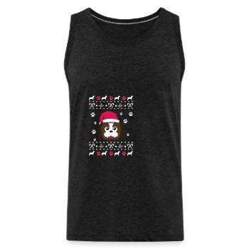 Noël Santa Shih tzu - Débardeur bio Premium Homme - charbon - Devant - AI Model Male 185 dark (185cm)