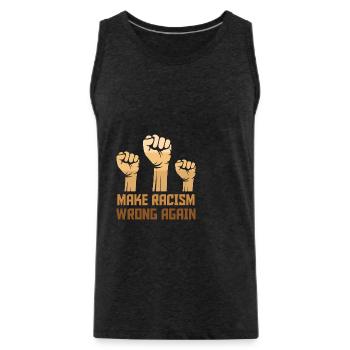 Black Make Racism Wrong Again - Débardeur bio Premium Homme - charbon - Devant - Alexander (188cm)