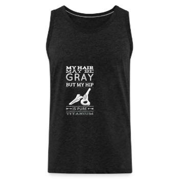 Meine Haare Können Grau Sein, Aber Meine Hüfte - Männer Premium Bio Tank Top - Anthrazit - Vorne - AI Model Male 185 dark (185cm)