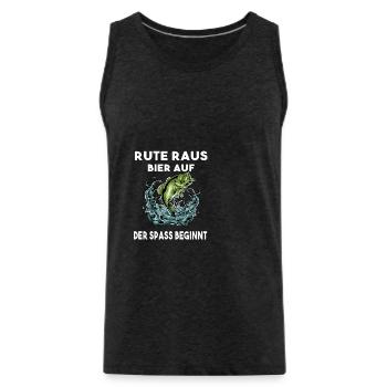 Rute raus Bier auf der Spass beginnt Angeln Angler - Männer Premium Bio Tank Top - Anthrazit - Vorne - AI Model Male 185 dark (185cm)