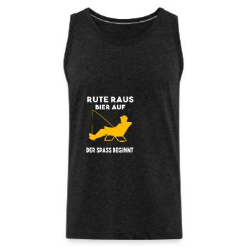 Rute raus Bier auf der Spass beginnt Angeln Angler - Männer Premium Bio Tank Top - Anthrazit - Vorne - AI Model Male 185 dark (185cm)