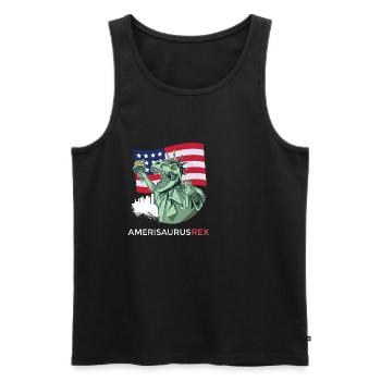 Amerisaurus Rex Jeunes dinosaures patriotiques - Débardeur bio Premium Homme - charbon - Devant - AI Model Male 185 dark (185cm)
