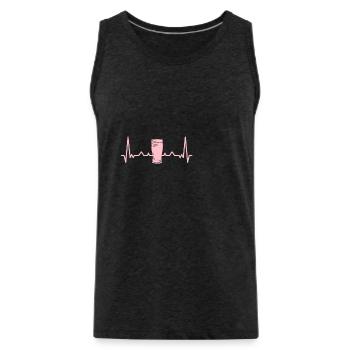 Heartbeat Crafts Beer Alcohol Brewer Drinking - Men's Premium Organic Tank Top - charcoal grey - Front - AI Model Male 185 dark (185cm)