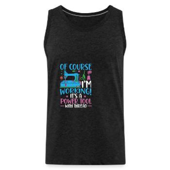Funny Powered Tool Of Thread - Männer Premium Bio Tank Top - Anthrazit - Vorne - AI Model Male 185 dark (185cm)