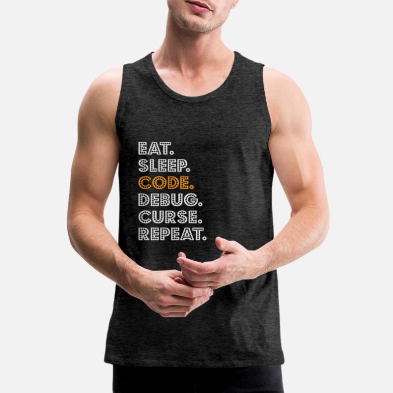 Eat Sleep Code Debug Curse Répéter Programmeur Coder Débardeur bio Premium Homme