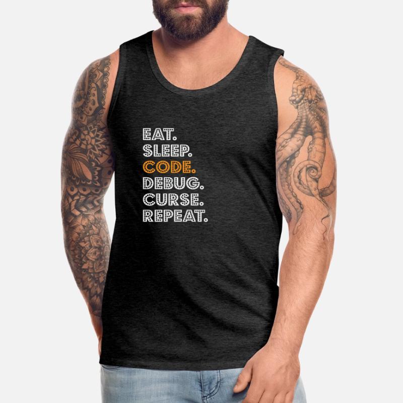 Eat Sleep Code Debug Curse Répéter Programmeur Coder Débardeur bio Premium Homme