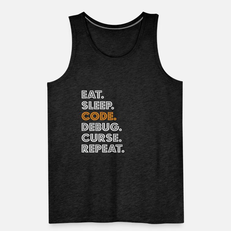 Eat Sleep Code Debug Curse Répéter Programmeur Coder Débardeur bio Premium Homme