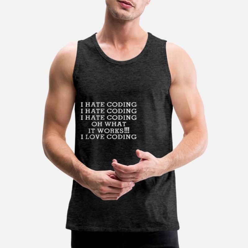I hate Coding oh what it works I Love Coding Funny Männer Premium Bio Tank Top