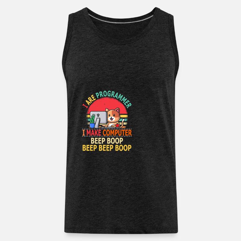 I Are Programmer I make Computer Beep Boop - Männer Premium Bio Tank Top - Anthrazit