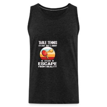 Tennis de table ce n’est pas seulement un passe-temps c’est mon escape - Débardeur bio Premium Homme - charbon - Devant - AI Model Male 185 dark (185cm)