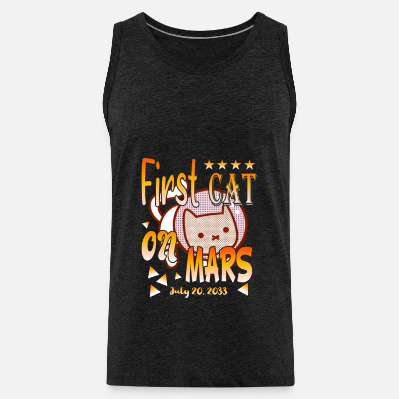 First Cat on Mars - Männer Premium Bio Tank Top - Anthrazit