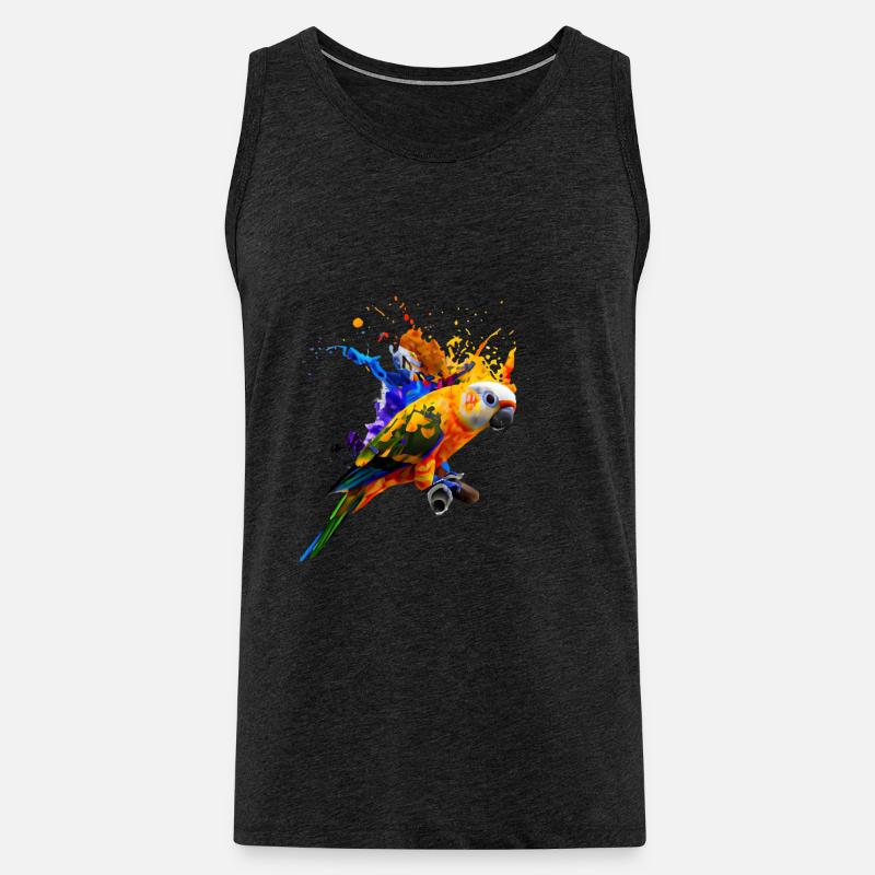 Papagei - Farbexplosion - Männer Premium Bio Tank Top - Anthrazit