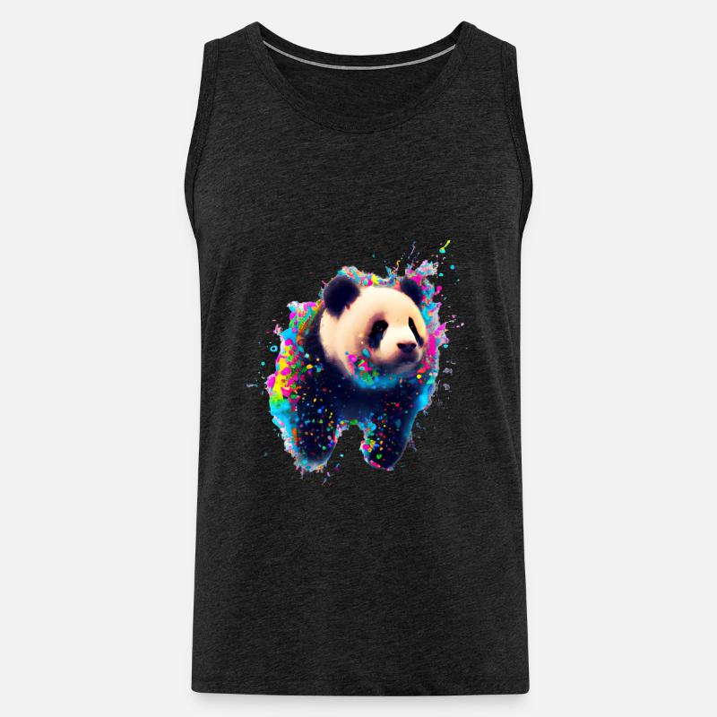 Farbexplosion Panda Bär - Männer Premium Bio Tank Top - Anthrazit