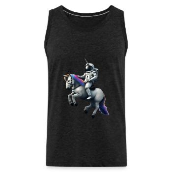 Astronaut on unicorn with unicorn helmet - Men's Premium Organic Tank Top - charcoal grey - Front - AI Model Male 185 dark (185cm)