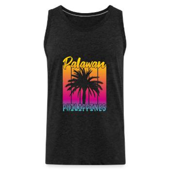 Palawan Philippines Coucher de soleil - Débardeur bio Premium Homme - charbon - Devant - AI Model Male 185 dark (185cm)