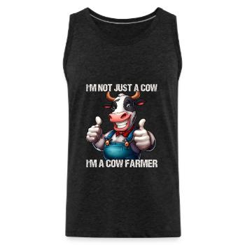 Vache fermière - Débardeur bio Premium Homme - charbon - Devant - AI Model Male 185 dark (185cm)