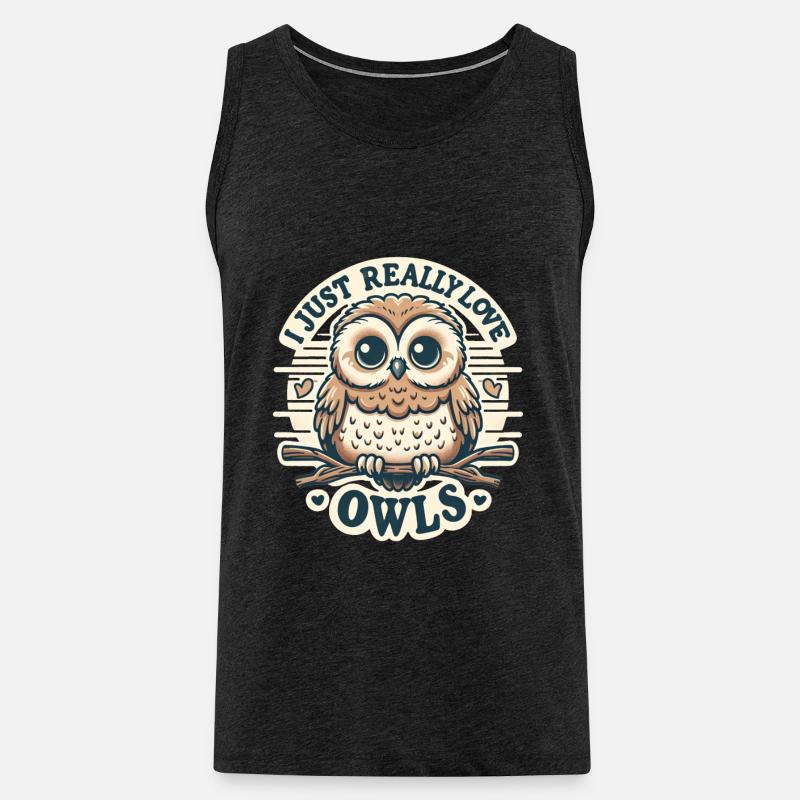 Eule Vogel Tier Eulen - Männer Premium Bio Tank Top - Anthrazit
