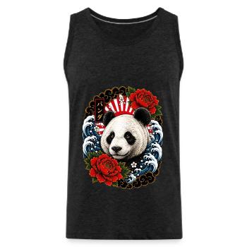 Panda im japanischen Irezumi Tattoo Stil - Männer Premium Bio Tank Top - Anthrazit - Vorne - AI Model Male 185 dark (185cm)