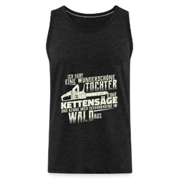 Kettensäge Forstwirt Holz machen Vater Tochter - Männer Premium Bio Tank Top - Anthrazit - Vorne - AI Model Male 185 dark (185cm)