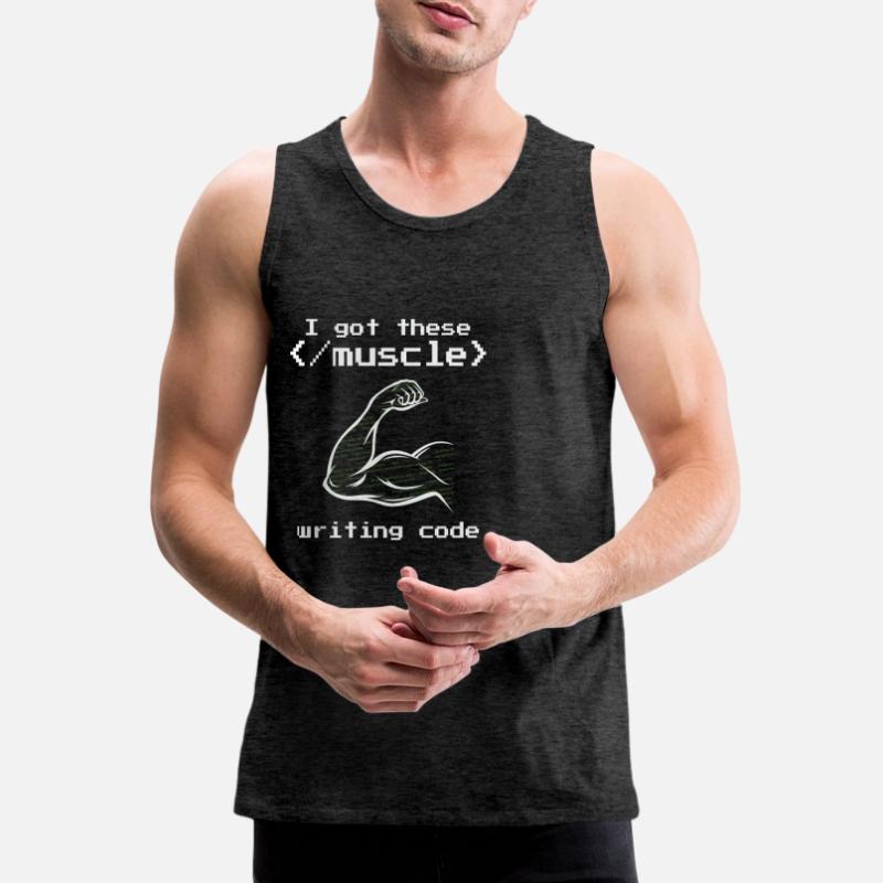 I got these muscle writing code programmer coder Männer Premium Bio Tank Top