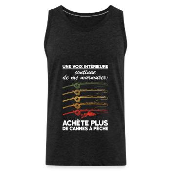 Humour Canne à Pêche Achète Plus - Débardeur bio Premium Homme - charbon - Devant - AI Model Male 185 dark (185cm)