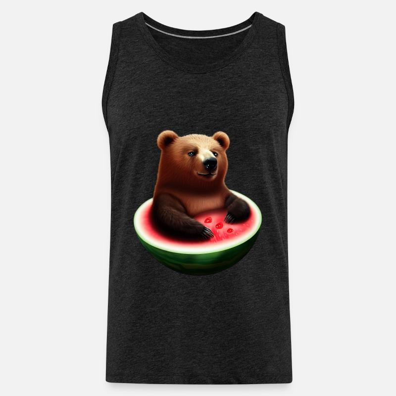 Bär in einer Wassermelone - Männer Premium Bio Tank Top - Anthrazit