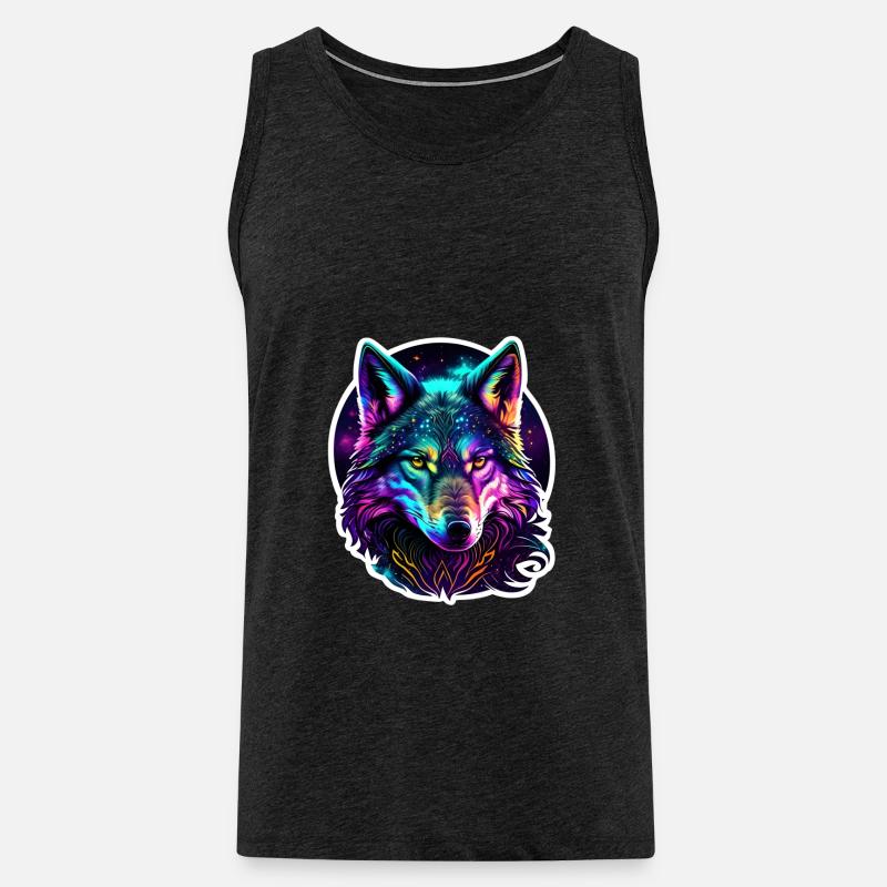 Psychedelic Wolf - Männer Premium Bio Tank Top - Anthrazit