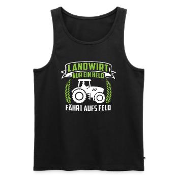 Landwirt nur ein held fährt aufs Feld - Männer Premium Bio Tank Top - Anthrazit - Vorne - AI Model Male 185 dark (185cm)